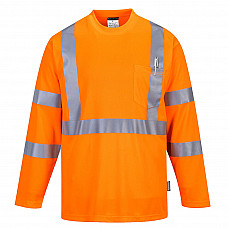 S191 Orange Hi-Vis Long Sleeve Pocket T-Shirt