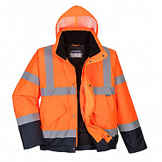 S266 Orange/Navy Hi-Vis Contrast Winter Bomber Jacket