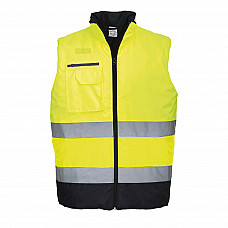 S267 Yellow/Navy Hi-Vis Contrast Bodywarmer