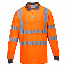 S271 Orange Hi-Vis Cotton Comfort Polo Shirt L/S