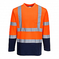 S280 Orange/Navy Hi-Vis Cotton Comfort Contrast T-Shirt L/S