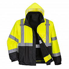 S365 Yellow/Black Hi-Vis 3-in-1 Contrast Premium Bomber Jacket