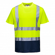 S378 Yellow/Navy Hi-Vis Contrast T-Shirt S/S