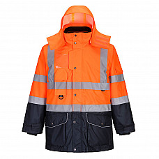 S426 Orange/Navy Hi-Vis Breathable 7-in-1 Contrast Traffic Jacket