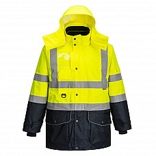 S426 Yellow/Navy Hi-Vis Breathable 7-in-1 Contrast Traffic Jacket