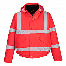 S463 Red Hi-Vis Winter Bomber Jacket