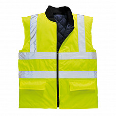 S469 Yellow Hi-Vis Reversible Bodywarmer