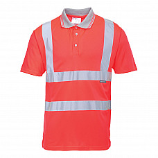 S477 Red Hi-Vis Polo Shirt S/S