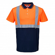 S479 Orange/Navy Hi-Vis Contrast Polo Shirt S/S