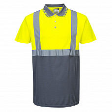 S479 Yellow/Grey Hi-Vis Contrast Polo Shirt S/S