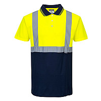 S479 Yellow/Navy Hi-Vis Contrast Polo Shirt S/S