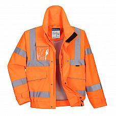 S591 Orange Hi-Vis Extreme Rain Bomber Jacket