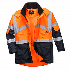 S760 Orange/Navy Hi-Vis Breathable Contrast Rain Jacket