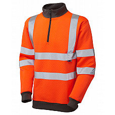 BRYNSWORTHY ISO 20471 Cl 3 1/4 Zip Sweatshirt HV ORANGE