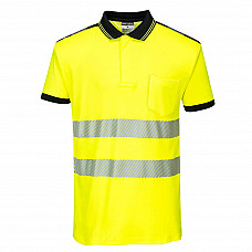 T180 Yellow/Black PW3 Hi-Vis Cotton Comfort Polo Shirt S/S