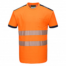 T181 Orange/Navy PW3 Hi-Vis Cotton Comfort T-Shirt S/S