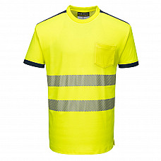 T181 Yellow/Navy PW3 Hi-Vis Cotton Comfort T-Shirt S/S