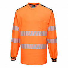 T185 Orange/Black PW3 Hi-Vis Cotton Comfort T-Shirt L/S