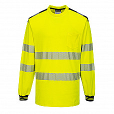 T185 Yellow/Black PW3 Hi-Vis Cotton Comfort T-Shirt L/S