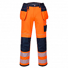 T501 Orange/Navy PW3 Hi-Vis Holster Pocket Work Trousers