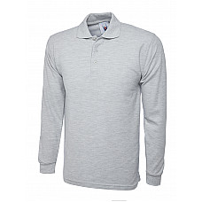 UC113 Heather Grey Longsleeve Classic Poloshirt