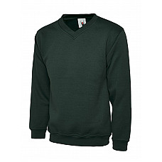 UC204 Bottle Green Classic V-Neck Sweatshirt