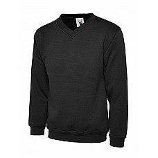 UC206 Black Childrens Classic V-Neck Sweatshirt