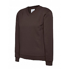 UC206 Brown Childrens Classic V-Neck Sweatshirt