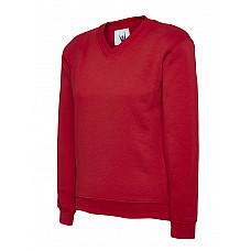 UC206 Red Childrens Classic V-Neck Sweatshirt