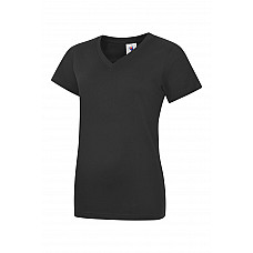 UC319 Black Ladies Classic V-Neck T-Shirt