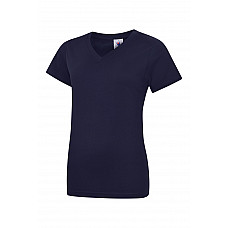 UC319 Navy Ladies Classic V-Neck T-Shirt