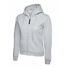 UC505 Heather Grey Ladies Classic Full Zip Hooded Sweatshirt