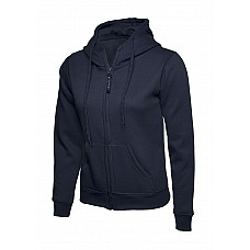 UC505 Navy Ladies Classic Full Zip Hooded Sweatshirt