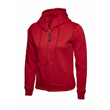 UC505 Red Ladies Classic Full Zip Hooded Sweatshirt