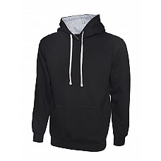 UC507 Black/Heather Grey Contrast Hooded Sweatshirt