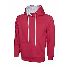 UC507 Fuchsia/Heather Grey Contrast Hooded Sweatshirt