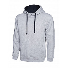 UC507 Heather Grey/Navy Contrast Hooded Sweatshirt