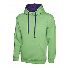 UC507 Lime/Purple Contrast Hooded Sweatshirt