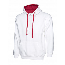 UC507 White/Fuchsia Contrast Hooded Sweatshirt