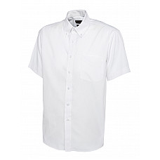 UC702 White Mens Pinpoint Oxford Half Sleeve Shirt