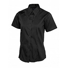 UC704 Black Ladies Pinpoint Oxford Half Sleeve Shirt