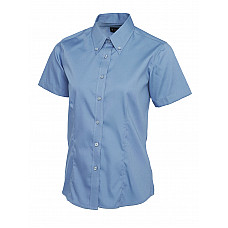 UC704 Mid Blue Ladies Pinpoint Oxford Half Sleeve Shirt