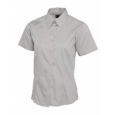 UC704 Silver Grey Ladies Pinpoint Oxford Half Sleeve Shirt