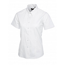 UC704 White Ladies Pinpoint Oxford Half Sleeve Shirt