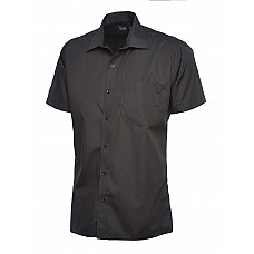 UC710 Black Mens Poplin Half Sleeve Shirt