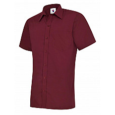 UC710 Burgundy Mens Poplin Half Sleeve Shirt