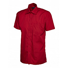 UC710 Red Mens Poplin Half Sleeve Shirt