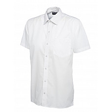 UC710 White Mens Poplin Half Sleeve Shirt