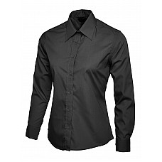 UC711 Black Ladies Poplin Full Sleeve Shirt