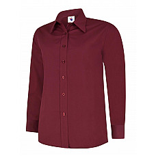 UC711 Burgundy Ladies Poplin Full Sleeve Shirt